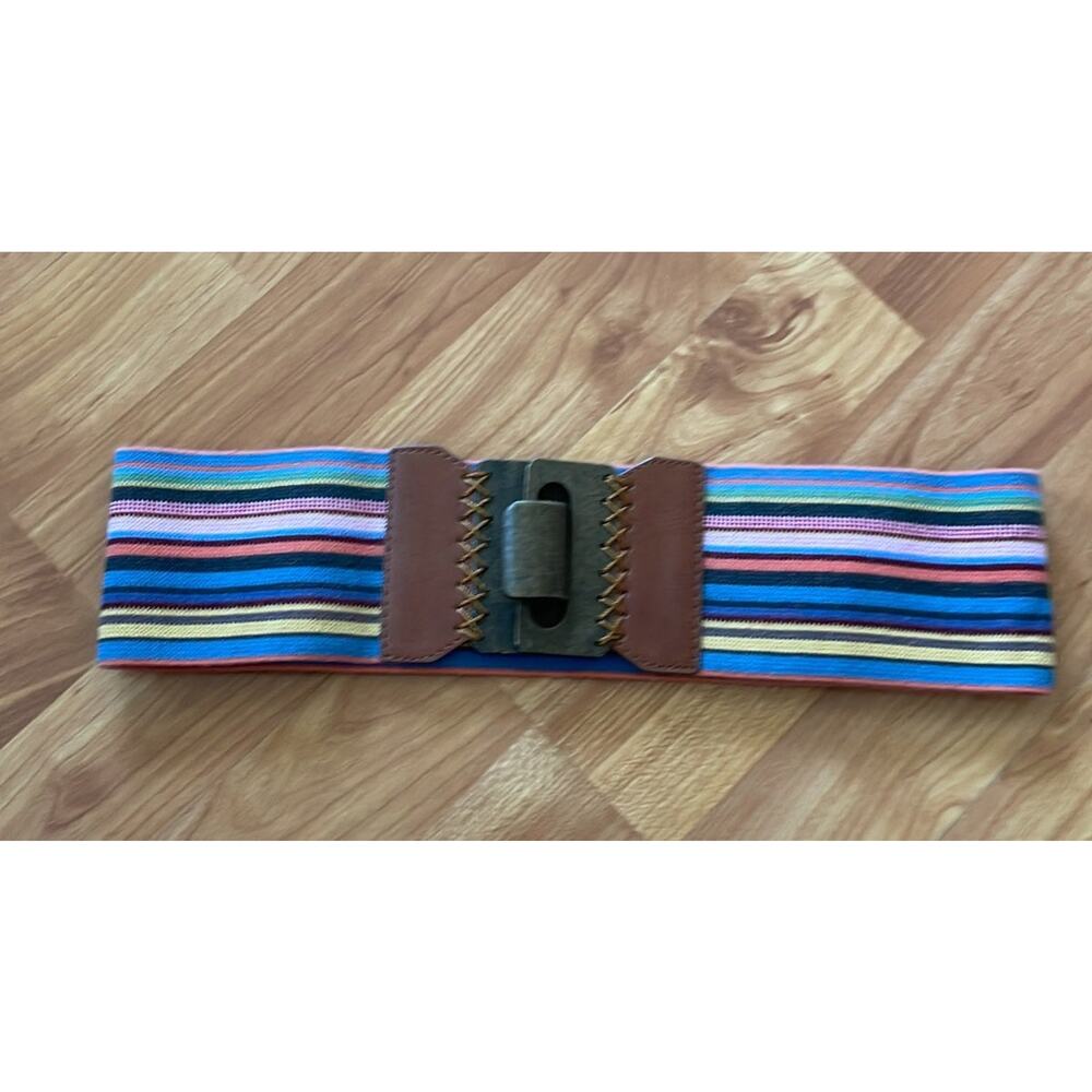 1970 s 80s Wide Cotton Stretch Retro Rainbow‎ Belt